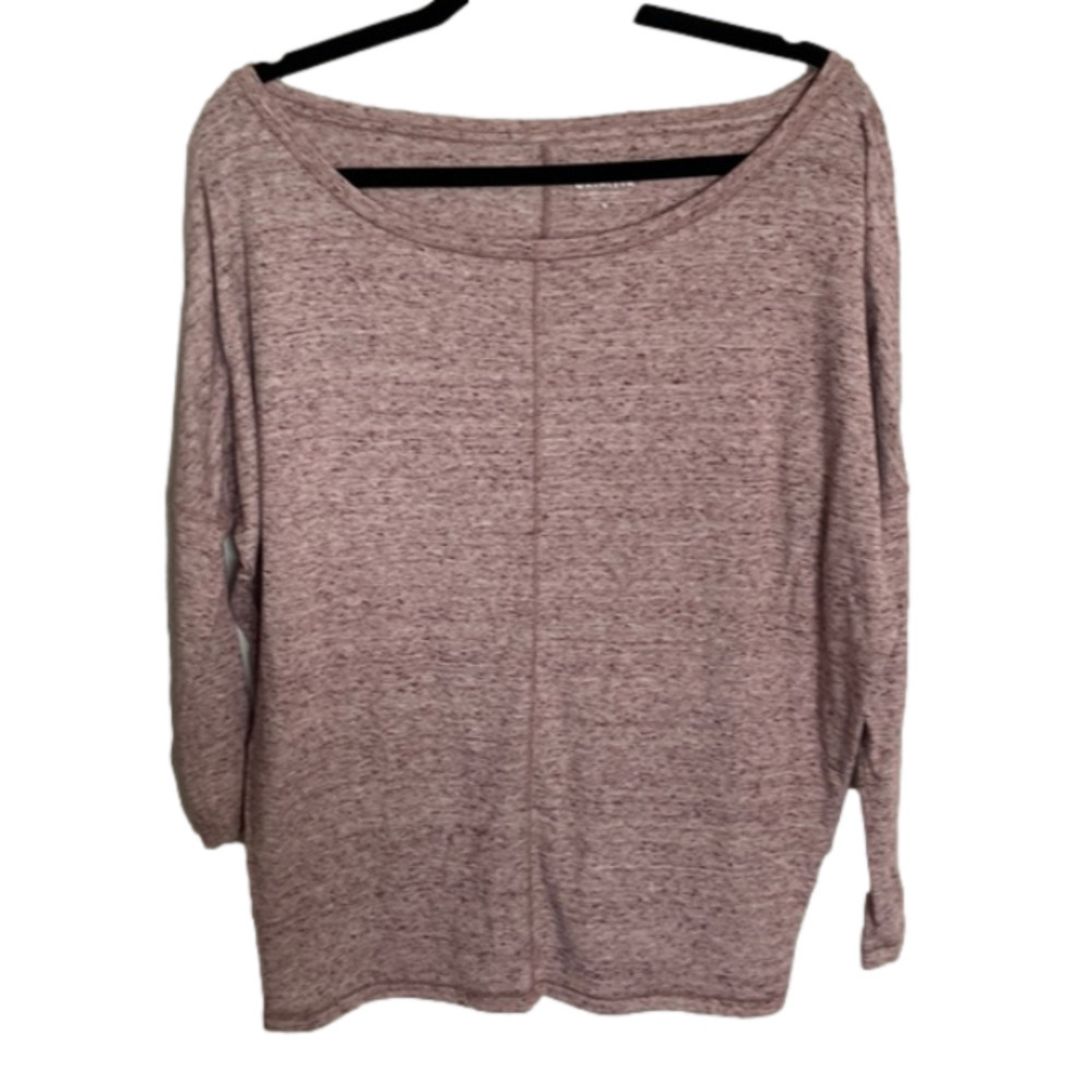 ATHLETA women size S Essence Flow Long Sleeve Gray Pink Top 657770